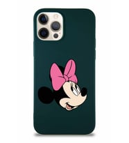 Apple iPhone 12 Pro Soft Premier Kapak Minnie Mouse-A Tasarımlı Silikon Kılıf - Yeşil (Şeffaf)
