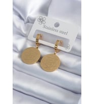 316L Çelik Gold Renk Pentagram Yıldızı İşleme Model Kadın Küpe Tj-Bkp7992