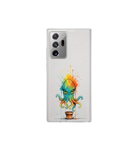 Samsung Galaxy Note 20 Ultra ile uyumlu Splash ahtapot tasarımlı şeffaf silikon kılıf