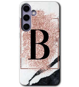Galaxy S24 Kılıf HD Desen Baskılı Kılıf - Pembe Mermer Desenli B Harfi