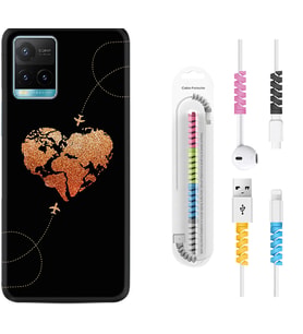 Vivo Y11S Y21S Y20 Y20S Y70 Kılıf Kablo Koruma Spiral Silikon Plane Heart 1721