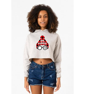 Oh Fudge Christmas Beyaz Kırçıllı Kadın Crop Kapşonlu