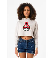 Oh Fudge Christmas Beyaz Kırçıllı Kadın Crop Kapşonlu