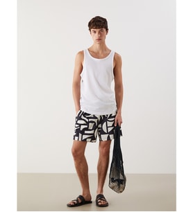 LCW SWIMWEAR Siyah Kısa Boy Desenli Erkek Deniz Şortu
