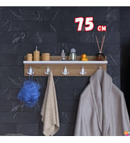 Modilayn Kedi Serisi 71,4x18 cm 5’li Banyo Askısı Seti  15 Kancalı Raflı Düzenleyici Yer Tasarrufu.