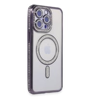 Pilelistore   iPhone 15 Pro Max Kılıf Joke Simli Magneticsafe Kılıf - Derin Mor