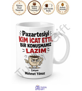 Pazartesi Sendromu Yazılı Komik Baskılı Kupa Bardak Esprili Hediye