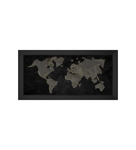 Harita Temalı Kanvas Tablo 50 x 70 cm Siyah Çerçeve