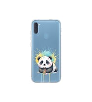 Samsung Galaxy A11 ile Uyumlu Splash Panda Tasarımlı Şeffaf Silikon Kılıf