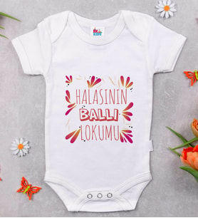 BK Kids Halasının Ballı Lokumu Tasarımlı Beyaz Bebek Body Zıbın-1