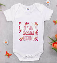 BK Kids Halasının Ballı Lokumu Tasarımlı Beyaz Bebek Body Zıbın-1