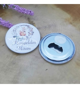 Hayaller Dükkanı 15 Adet Açacak  Bebek Magnet Doğum Hediyesi Tavşanlı, Bebek Şekeri, Bebek Mevlüt Şekeri Metal 58 mm