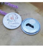 Hayaller Dükkanı 15 Adet Açacak  Bebek Magnet Doğum Hediyesi Tavşanlı, Bebek Şekeri, Bebek Mevlüt Şekeri Metal 58 mm