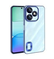 Xiaomi Redmi 13 4G Kılıf Logo Yeri Açık Kamera Lens Önü Korumalı Renkli Kenarlı Şeffaf Silikon (Mavi)
