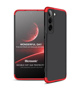 Microsonic Samsung Galaxy S22 Plus Kılıf Double Dip 360 Protective Siyah Kırmızı (Siyah-Kırmızı)