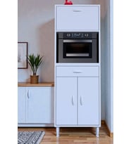 Eliusta Avelin Kapaklı Mini/Midi Fırın Dolabı 60 cm Beyaz Çok Fonksiyonlu 60x163,4x32,5 cm Mutfak Dolabı