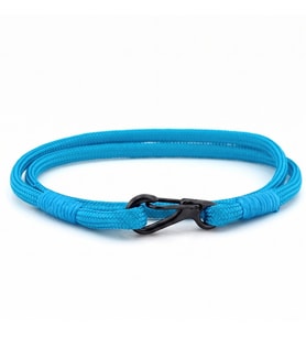 MAVİ PARACORD METAL KANCA İKİ SIRA SARMA ERKEK BİLEKLİK M011N