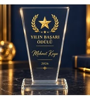Kişiye Özel Isim ve Mesaj Baskılı Kristal Plaket