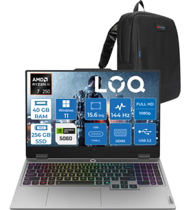 Lenovo Loq 15AHP10 Amd Ryzen 7 250 40GB Ddr5 256GB SSD Windows 11 Home RTX5060 8gb 100W 15.6" Fhd (1920X1080) IPS 300NITS 144Hz Gaming Laptop 83JG006ETRH22 + Zetta Çanta