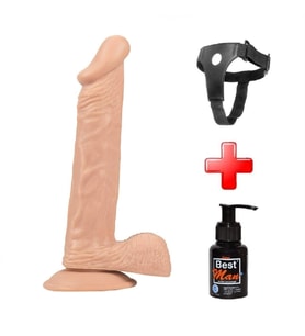 Lilitu Shop 24 cm Belden Bağlamalı Vantuzlu Realistik Penis Vajinal Dildo