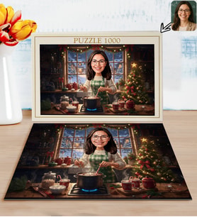 BK Gift Kişiye Özel Kadın Yılbaşı Karikatür Tasarımlı 1000 Parça Profesyonel Puzzle-4, 1000 Puzzle, Yeni Yıl Hediyesi, Yılbaşı Hediyesi