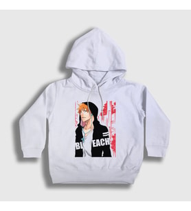 Presmono Unisex Çocuk Beyaz Ichigo V2 Anime Bleach Kapüşonlu Sweatshirt 127692tt