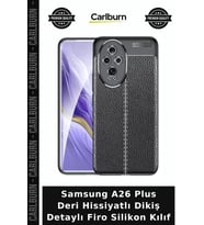 Samsung A26 Plus Deri Hissiyatlı Dikiş Detaylı Firo Silikon Kılıf Telefon Koruma Mobil Cep Kılıfı