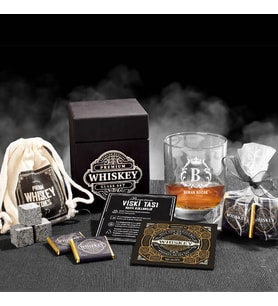 Kişiye Özel Viski Bardağı ve Viski Taşı Whiskey Set