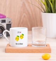 Kişiye Özel Sevimli Limonlar Ahşap Sunumlu Kahve Fincanı