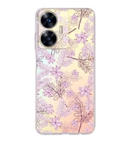 PrintiFy Realme C55 Uyumlu Kamera Korumalı Floral Pudra Tasarımlı Şeffaf Silikon Kılıf