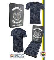 Fenerbahçe Orijinal Lisanslı Palamut LogoTribün T-Shirt Kişiye Özel Hediyelik Ahşap Kutulu (Mavi)