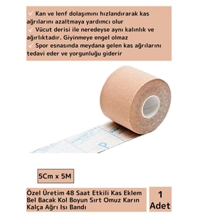 Özel Tasarım Büyük Boy Kas Eklem Bel Bacak Kol Boyun Sırt Omuz Karın Kalça Ağrı Bandı Ten