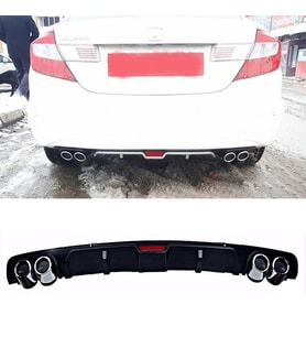 Honda Civic Fb7 Siyah Difüzör 4 Krom Egzoz Görünümlü Difizör Arka Ek Body Kit