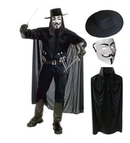 V For Vendetta Maskesi Şapka Pelerin Seti