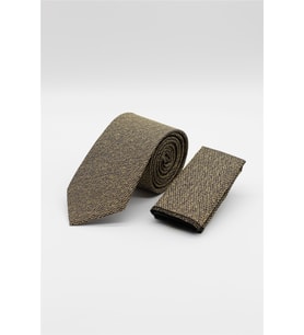 Sarı-Lacivert Desenli 7 Cm Kravat 1090260110
