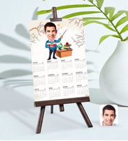 BK Gift Kişiye Özel 15x21 cm Fotoğraf Kartlı Erkek Sınıf Öğretmeni Karikatürlü Şövaleli 2024 Takvim-1