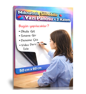 Manyetik Beyaz Yazı Tahtası 50x60 cm  Yaz-Sil Tahta  Silinebilir Yazı Panosu