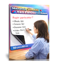 Manyetik Beyaz Yazı Tahtası 50x60 cm  Yaz-Sil Tahta  Silinebilir Yazı Panosu
