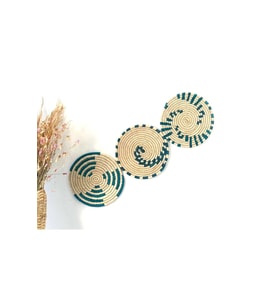Phoenix Hasır Duvar Süsü_ 3'lü set_ 30 cm _turkuaz