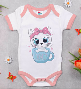 BK Kids Kişiye Özel Pembe Bebek Body Zıbın - Model 118