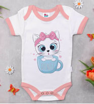 BK Kids Kişiye Özel Pembe Bebek Body Zıbın - Model 118