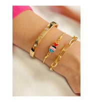 Altın Kaplama 3 lü Kombin Bileklik Seti Gold Renk Kadın Zincir Bilezik Künye Asansör Pandora