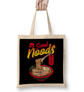 Funny Send Noods Anime Gamer Pho Ramen Noodle Pun Bez Çanta Uzun Saplı