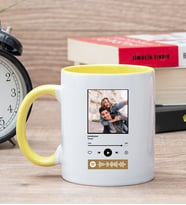 Kişiye Özel Spotify Tasarım Fotoğraflı Sarı Kupa Bardak