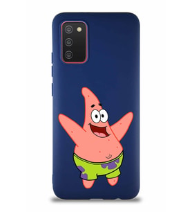 Samsung Galaxy A02S Soft Premier Kapak Patrick Yıldız Tasarımlı Silikon Kılıf - Lacivert (Şeffaf)