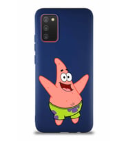 Samsung Galaxy A02S Soft Premier Kapak Patrick Yıldız Tasarımlı Silikon Kılıf - Lacivert (Şeffaf)