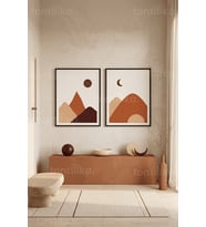 Modern Minimalist Doğa Temalı 2'li Ahşap Çerçeveli Tablo Seti