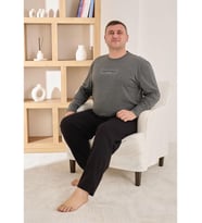 Pijamoni Erkek Battal Bisiklet Yaka Penye Uzun Kol Pijama Takımı 6700/3 - 1 Adet