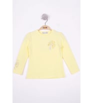 Toontoy Kız Çocuk Yonca Nakışlı Sweatshirt (Sarı)