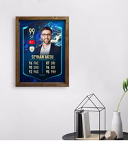 BK Gift Kişiye Özel Doğal Masif Ahşap Çerçeveli Tablo 45x65cm Futbolcu Kartı-8